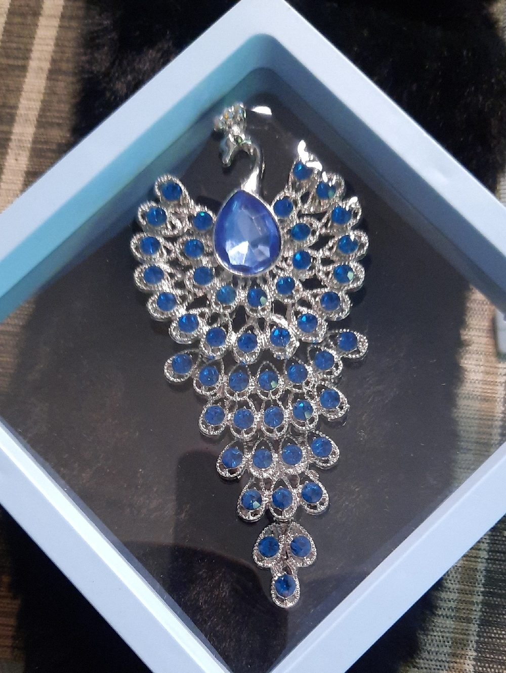 Elegant Blue Peacock Teardrop Pendant Necklace - Women Jewelry